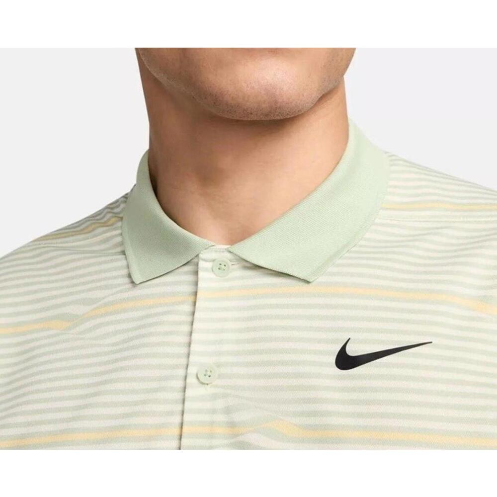 $68 New Nike Dri-FIT Striped Golf Polo Green Shirt FD5829 343 Size S